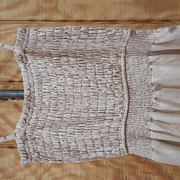 Calista NWT Beige Linen Blend Smocked Maxi Dress Size S - Picture 5 of 7